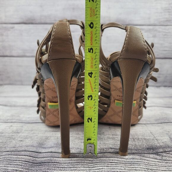 L.A.M.B Brown Leather Strappy Sandals Heels Size 6 - Picture 6 of 7